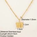 Collana con farfalla in acciaio inossidabile dorato con catena satellite e 40+5cm - Stile Farfalla Texturizzata Oro (473)