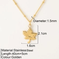 Collana con ciondolo a foglia d'acero dorata in acciaio inossidabile con venature fini - Stile Foglia di Acero Oro