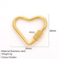 Golden heart-shaped stainless steel screw lock connector for DIY jewelry making - Small Heart / Gold