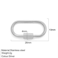 Silver stainless steel oval screw lock clasp for DIY jewelry making 26mm x 13mm - Ellipse / Steel