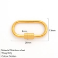 Golden oval stainless steel screw lock clasp for DIY jewelry connecting, 26mm length - Ellipse / Gold