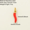 Red chili pepper pendant in stainless steel for DIY jewelry making 15mm height - Red Chili Pendant