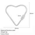 Silver heart shaped stainless steel carabiner screw lock connector for DIY jewelry - Large Heart / Steel
