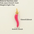 Pink enamel chili pendant in stainless steel with detailed dimensions and weight measurements - Rose Red Chili Pendant
