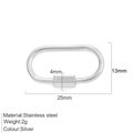 Silver 25mm stainless steel oval quick link connector with hex screw nut closure - Irregular Oval / Steel