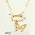 Golden stainless steel butterfly necklace with link chain and lobster clasp, 40cm length - Hollow Butterfly (417-G) / Gold