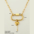 Golden stainless steel paperclip chain necklace with heart charm and measurements - Unique Heart