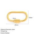 Golden oval stainless steel screw clasp connector for DIY jewelry making 25x13mm - Irregular Oval / Gold