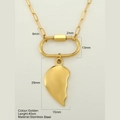Collana a catena graffetta in acciaio inossidabile placcato oro 18K con cuore 40cm - Cuore Sinistro