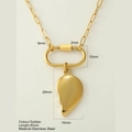Collana con ciondolo a cuore in acciaio inossidabile dorato con misure e placcatura 18K - Mezzo Cuore