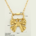 Golden stainless steel butterfly pendant necklace with detailed size specifications - Simple Bowknot (1939-G) / Gold