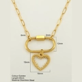 Collana dorata con ciondolo a cuore in acciaio inossidabile da 40cm e catena a maglie - Cuore