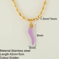 Purple heart devil eye horn pendant necklace in gold stainless steel finish - Light Purple Chili