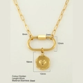 Collana a graffetta in acciaio inossidabile dorato con ciondolo a cuore e moschettone - Cuore Rotondo