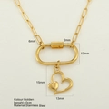 Collana dorata in acciaio inossidabile con ciondolo a doppio cuore e moschettone - Ciondolo del cuore