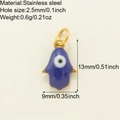Hamsa-Hand-Anhänger aus vergoldetem Edelstahl mit dunkelblauem Emaille-Auge für DIY-Schmuck - Blauer Hamsa Böser Blick Anhänger