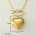 Collana con ciondolo a cuore placcata in oro 18K e catena a graffetta per donna in acciaio - cuore tridimensionale