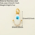 Vergoldeter Hamsa-Anhänger aus Edelstahl mit blauem Evil Eye für DIY-Schmuck - Weißer Hamsa Böser Blick Anhänger