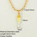 Golden stainless steel fish pendant necklace with white and yellow enamel details - Yellow Small Fish