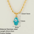 Gold stainless steel necklace with blue Hamsa hand and evil eye bead chain - Light Blue Hamsa Hand