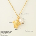 Collana in acciaio al titanio dorato con tartaruga e perla d'acqua dolce e stelle - Stile Tartaruga (958)