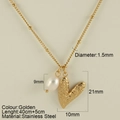 Golden heart necklace in stainless steel with textured heart pendant and pearl detail - Ruffled Heart
