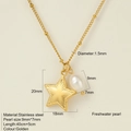 Collana in acciaio inossidabile dorato con ciondolo a stella e perla su catena a sfere - Stile Stella (1820)