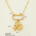 Goldene Edelstahlkette mit Seestern-Anhänger und Muschel an einer Gliederkette - Seestern Schnecke / Gold