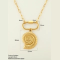 Goldene Edelstahl-Büroklammerkette mit Nautilus-Anhänger und praktischem Karabinerverschluss - Muschelschnecke / Gold