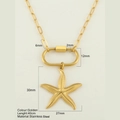 Goldener Seestern Anhänger aus Edelstahl mit 18k Vergoldung und Büroklammerkette - Seestern (G9) / Gold