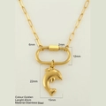 Vergoldete Edelstahl-Delfin-Halskette mit ovalem Ring und Mäander-Kette für Damen - Delfin / Gold