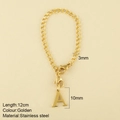 Golden stainless steel chain with letter A pendant and lobster clasp, 12cm length - Cup Chain Letter-A