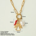Collana dorata in acciaio inossidabile con catena da 40 cm e ciondoli angelo perla - Ali d'angelo