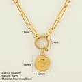 Collana dorata in acciaio inossidabile con pendente a delfino e chiusura a levetta - Delfino Rotondo / Oro