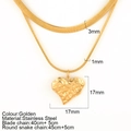 Golden double layer stainless steel necklace with irregular heart pendant and snake chain - Heart Style A