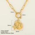 Collana dorata con pendenti a stella marina e conchiglia in acciaio inox da 40 cm - Stella Marina Conca / Oro