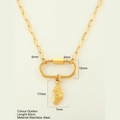 Goldene Edelstahlkette mit Muschelanhänger, rechteckigen Kettengliedern und 40 cm Länge - Schnecke (g13) / Gold