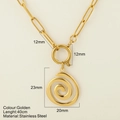 Gouden roestvrijstalen ketting met spiraalvormige schijfhanger en rechthoekige schakels - Threaded / Goud