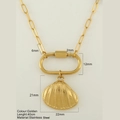 Goldene Edelstahlhalskette mit einem 22mm Muschelanhänger und einer 40cm langen Kette - Muschel (814-G) / Gold