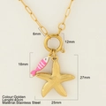 Gouden roestvrijstalen halsketting met zeester hanger en kleine vis charme - Zeester (1940-G)