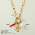 Collana in acciaio inossidabile placcato oro 18k con pendente peperoncino e perla - Stella Marina