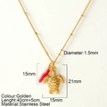 Collana in acciaio inossidabile con pendenti a tartaruga e peperoncino e dimensioni - Tartaruga (25204G)