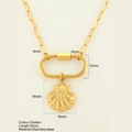 Goldene Edelstahl Seestern Muschel Anhänger Halskette mit Büroklammerkette - Muschel (877-G) / Gold