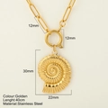 Gouden roestvrijstalen halsketting met schelphanger en paperclipketting, 40cm - Schelp / Goud