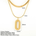 Double layered golden stainless steel necklace with blade chain and snake chain pendant - Ellipse