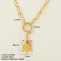 Gouden roestvrijstalen schildpad hanger ketting met paperclip schakelketting op beige - Zeeschildpad / Goud