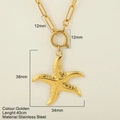 Gouden roestvrijstalen zeester ketting met paperclip schakels en veersluiting - Zeester / Goud