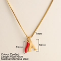 18k gold stainless steel necklace with red chili pepper and letter A pendant - Letter-A