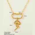 Quallen-Anhänger aus goldenem Edelstahl mit eleganter Büroklammerkette für Damen - Qualle / Gold