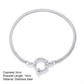 Minimalist 18cm stainless steel snake chain bracelet with 3mm diameter and ring clasp - Steel - Blade Chain